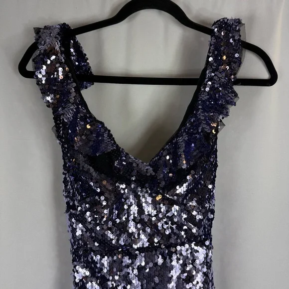 Free People Sequin Mini Dress in Purple and Black Size:6 - Picture 6 of 15